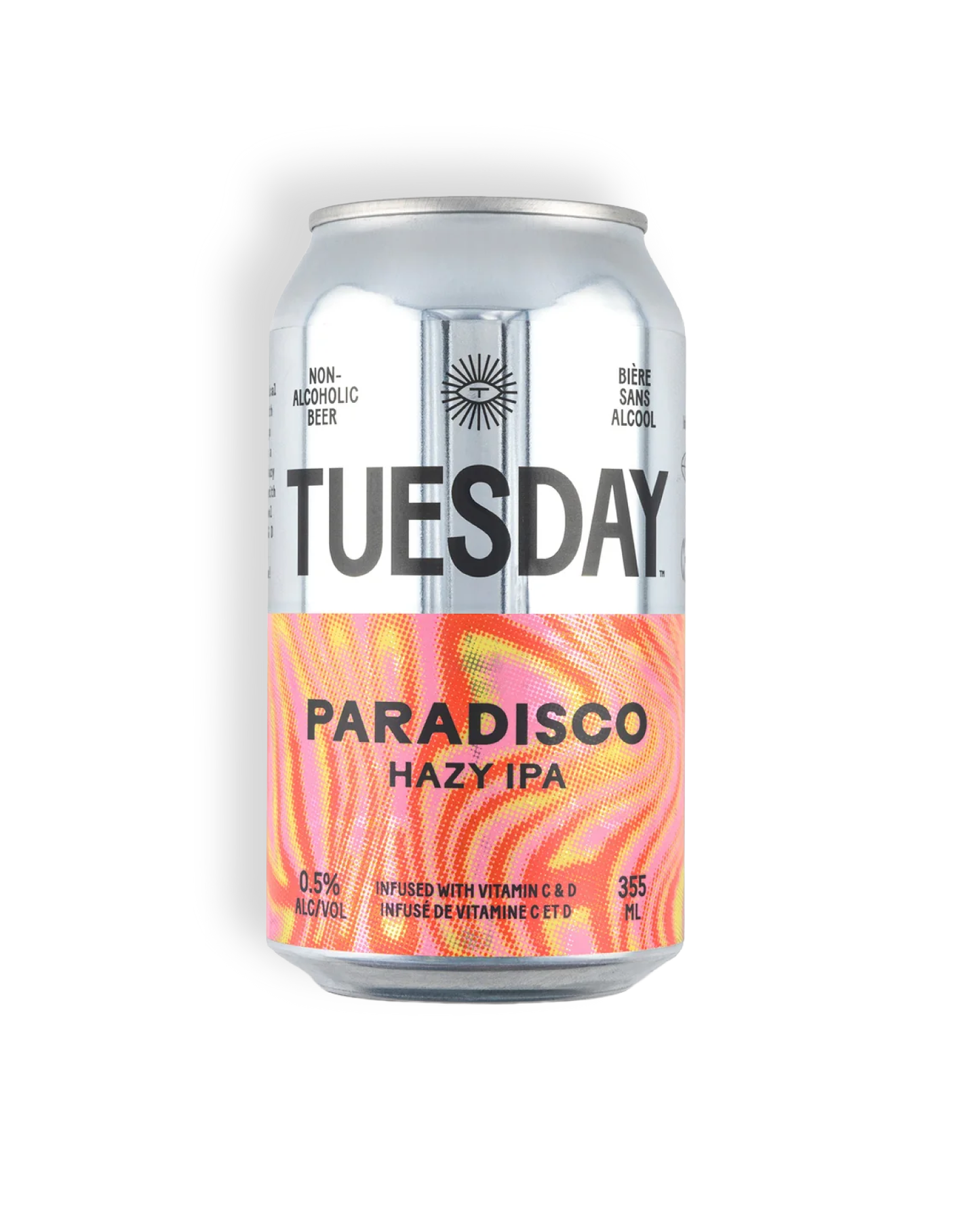 Can of 'Tuesday' Paradisco Hazy IPA on a white background