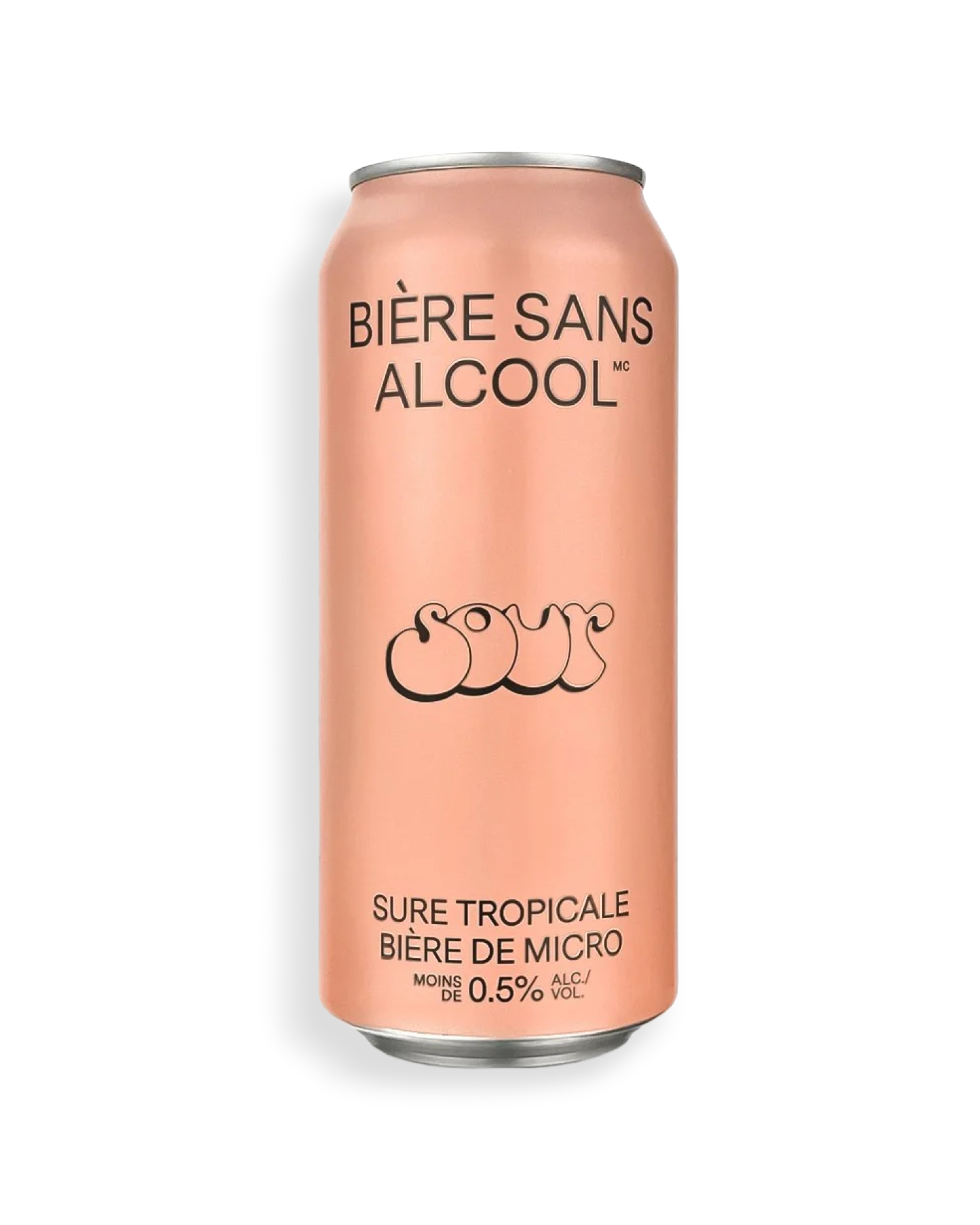 Copper-colored can of 'Bière Sans Alcool' on a white background