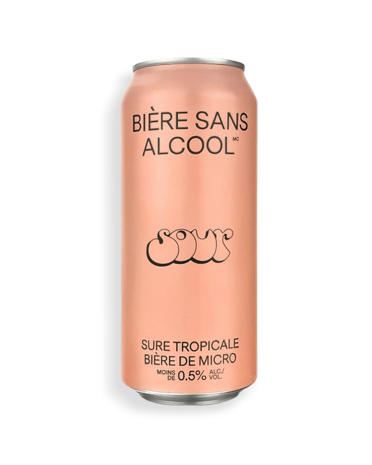 Copper-colored can of 'Bière Sans Alcool' on a white background