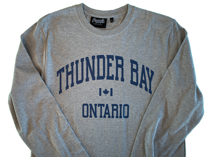 Grey Shirt With Thunder Bay Ontario in Blue Printed on Front 