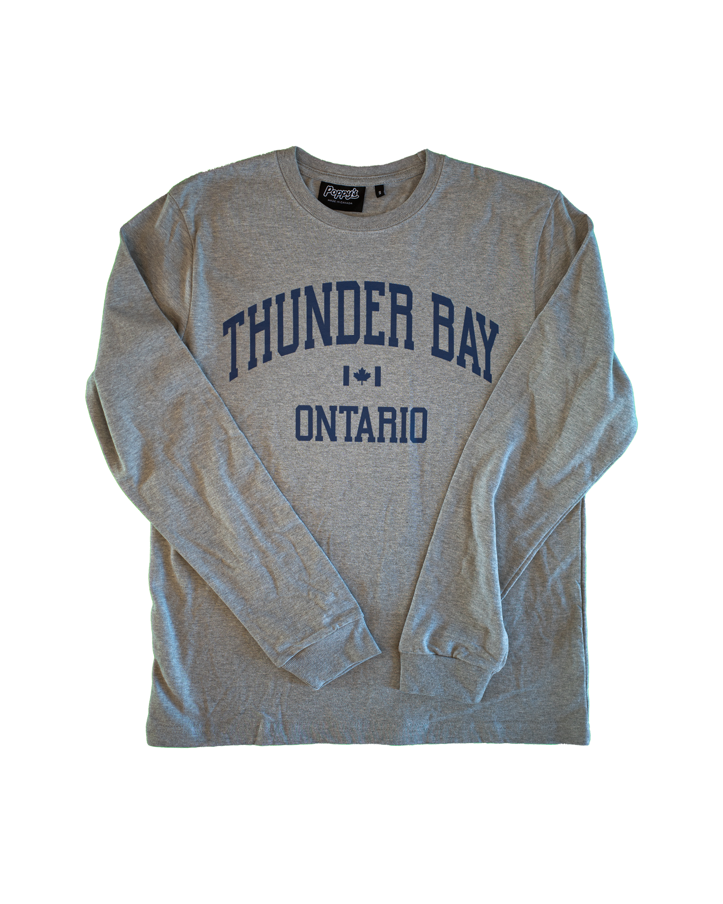 Gray shirt with 'Thunder Bay Ontario' text in blue
