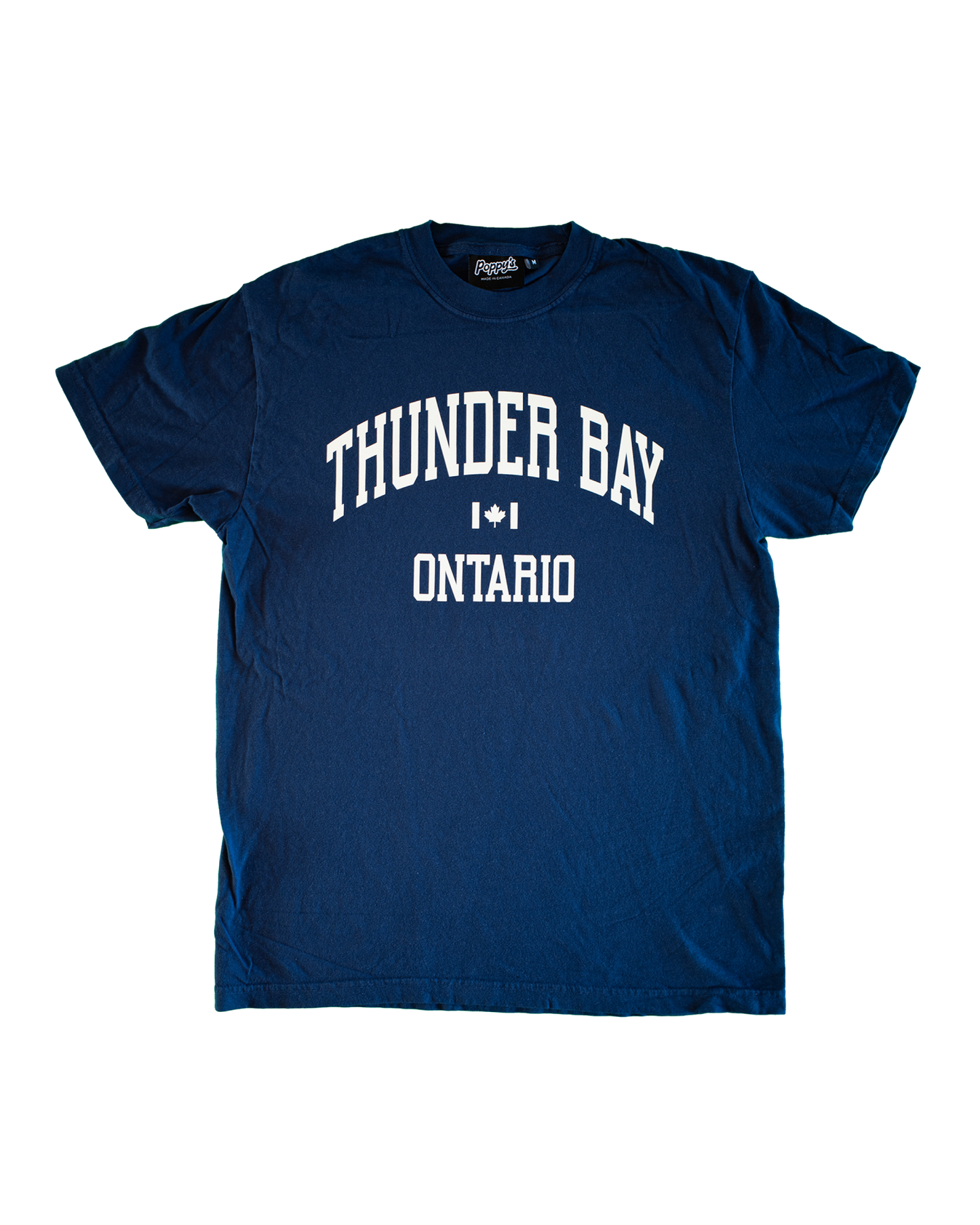 Navy blue t-shirt with 'Thunder Bay Ontario' text 